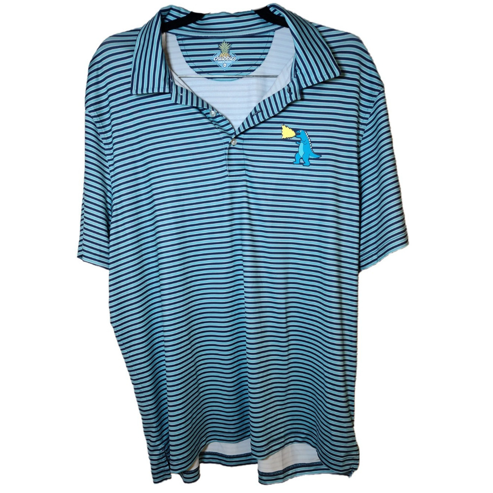 Chubbies‎ Performance Bamboo Blue Striped Men's Polo Shirt Size XL